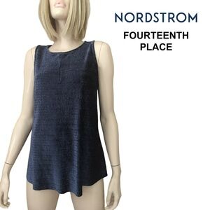 NORDSTROM FOURTEENTH PLACE Hi-Low Ribbed Stretch Velvet Top Tank Tunic Oversized